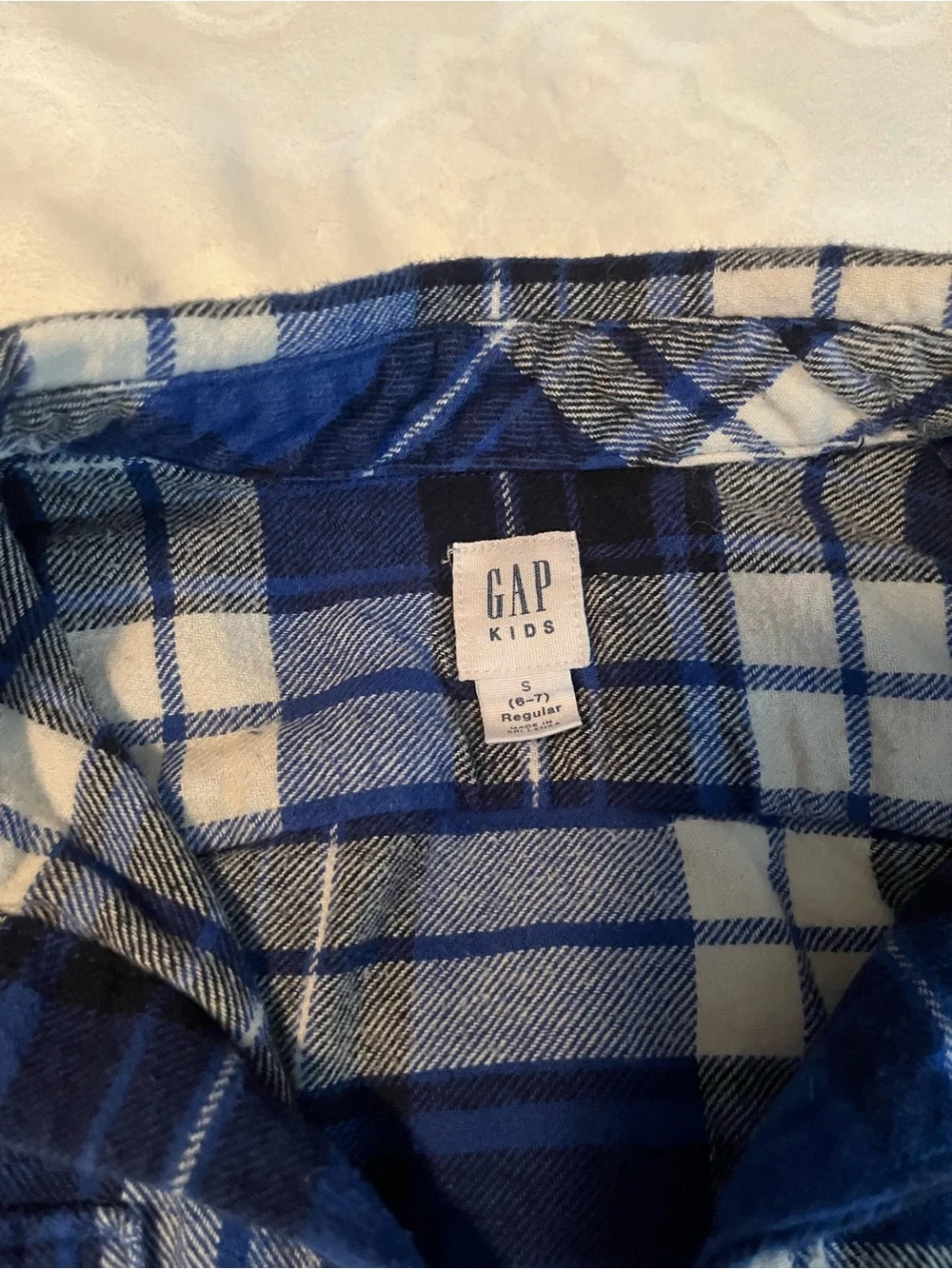 GAP Boys Blue Plaid Button-Up Shirt sz 6